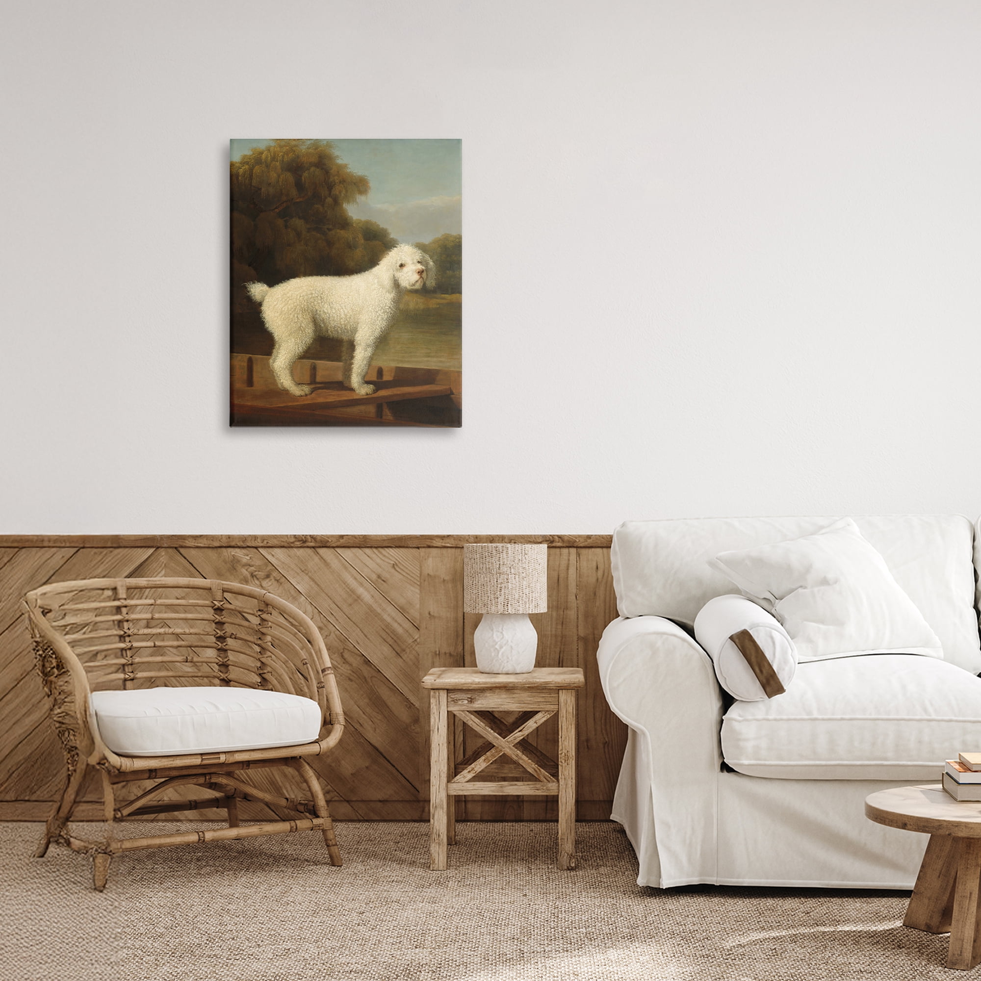 Stupell Industries White Poodle in a Punt Canvas Wall Art, design by Tina LeCour