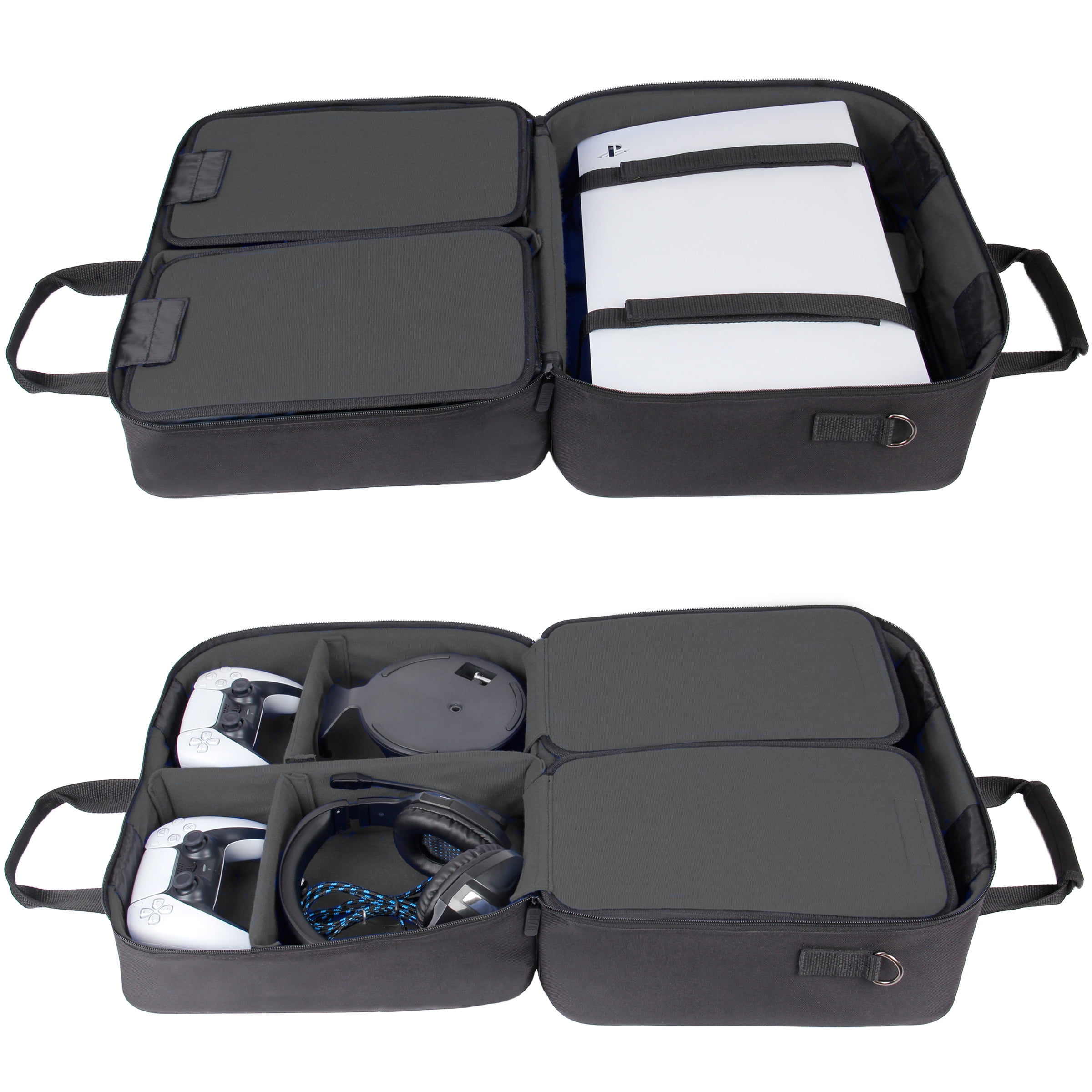 USA Gear PS5 Case - Console Case Compatible with PlayStation 5 and PS5 Digital Edition with Customizable Interior for PlayStation Controller, PS5 Games, Gaming Headset, and Gaming Accessories (Black)