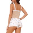thumbnail image 3 of INSPIRE CHIC Womens Pajama Set Lace Tops Sleeveless Floral Shorts Ribbed Knit Soft Loungewear Sleepwear 2XL Khaki, 3 of 6
