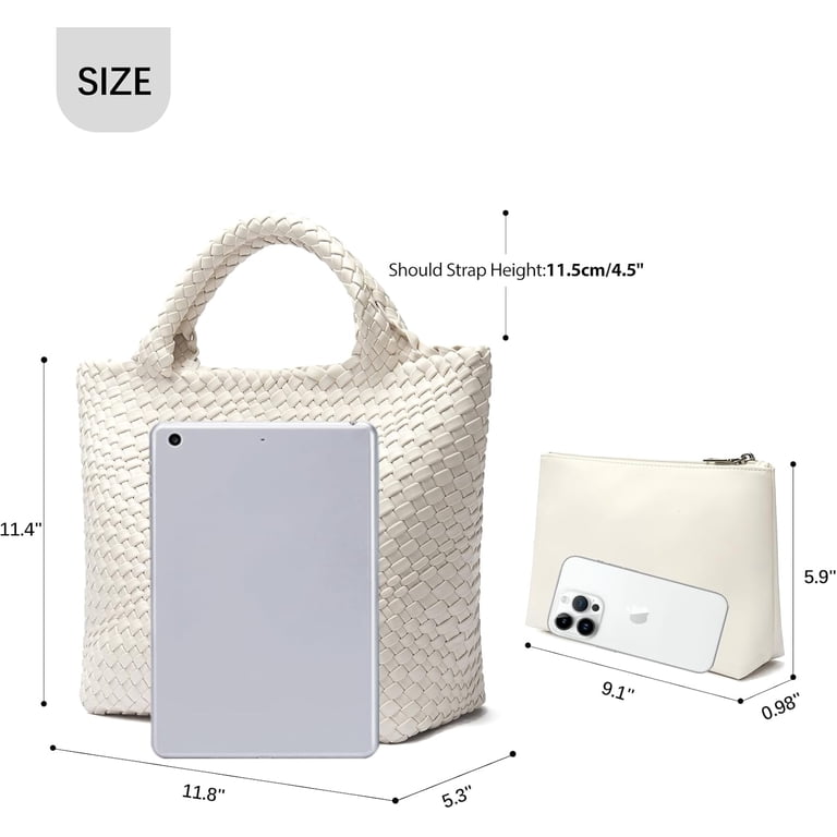 Woven Tote Bag For Women - Large Leather Look Handbag For Work, Beach, Travel, Retro Shoulder Bag