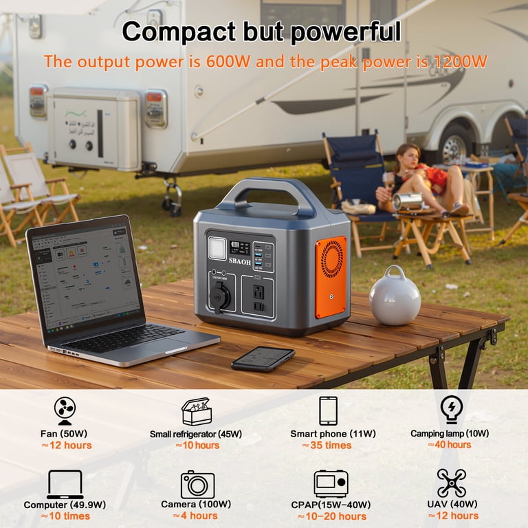 SBAOH, Power Station, 538.7Wh 145600mAh Solar Generator, Orange