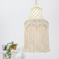 thumbnail image 6 of JVBTVB Bohemian Macrame Lamp Shade – Handcrafted Natural Cotton Rope Pendant Light Cover for Living Room Bedroom Nursery Office, 30x80cm White Boho Ceiling Lamp Decor, 6 of 7