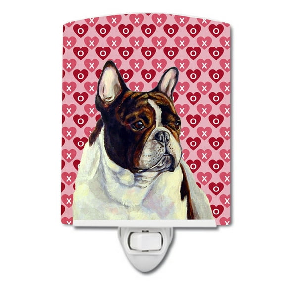 Caroline's Treasures LH9157CNL French Bulldog Hearts Love and Valentine's Day Portrait Ceramic Night Light, 6x4x3",