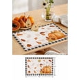 thumbnail image 4 of Placemats 1 Pack, Fall Woven Placemat, Linen Place Mats for Kitchen/Dining Tables, Orange Pumpkin Autumn Maple Leaf Sunflower Black Plaid Washable Table Mats for Party, 4 of 8
