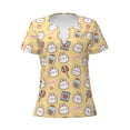 thumbnail image 4 of Wukai Rabbit And Candy Casual V-Neck Graphic Tees for Women: Lightweight and Breathable Summer Tops with Stylish Design-Small, 4 of 8