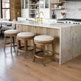 thumbnail image 5 of Maven Lane Alexander Backless Counter Stool in Weathered Oak Finish w/ Sand Color Fabric Upholstery, 5 of 7