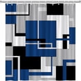 thumbnail image 3 of Blue Shower Curtain Black White Gray Geometric Abstract Mid Century Modern Minimalist Fashion Home Fabric Bathroom Decor Set Include Hooks 72Wx72H Inch, 3 of 6