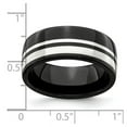 thumbnail image 2 of Black Titanium and 925 Sterling Silver 9mm Polished Band Size 8.5 Ring for Women and Men - 7.5 Grams, 2 of 2