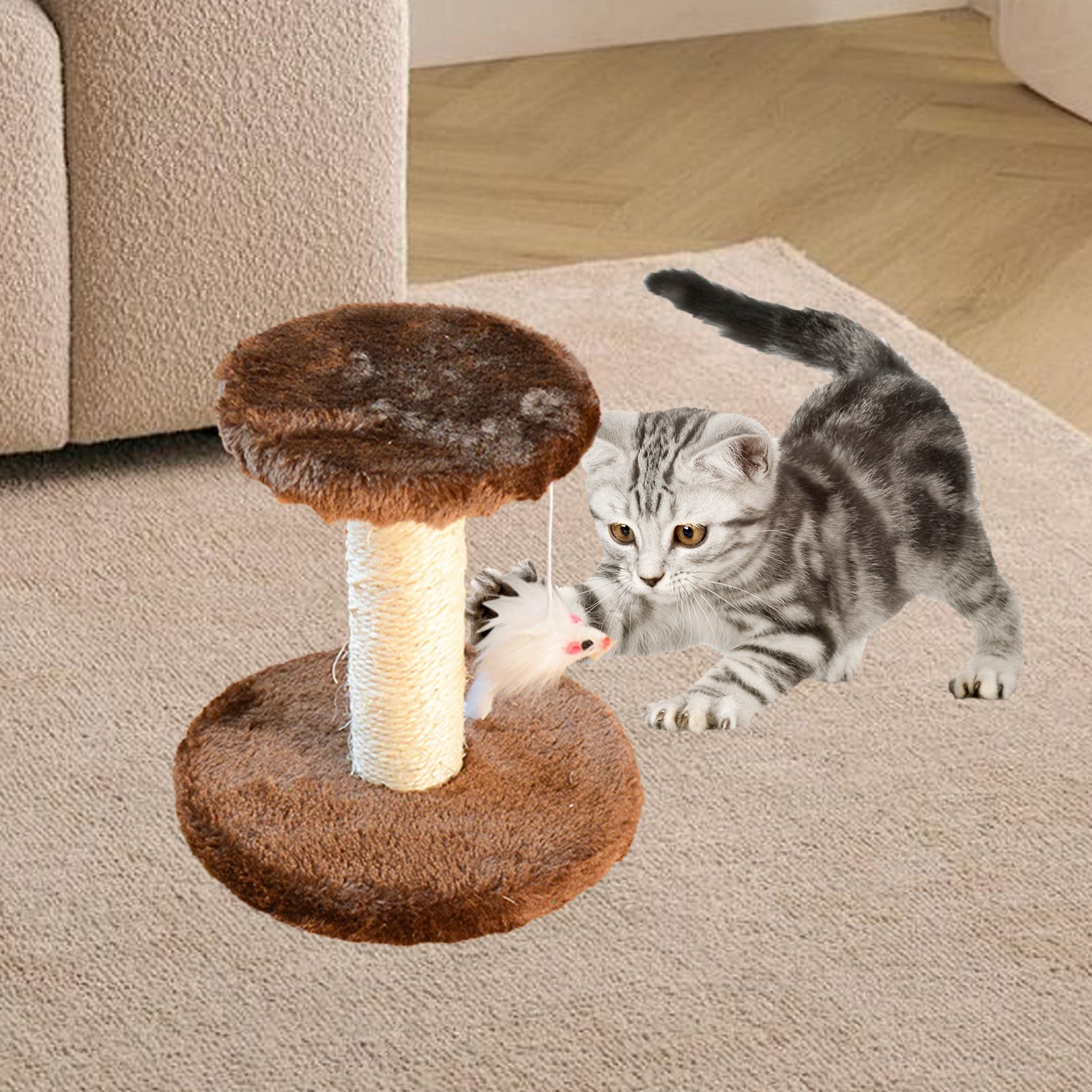 Sisal Cat Scratching Post for Indoor Cats and Kittens with Sisal Scratcher Poles, Post Cats Climbing Frame Cats Tree Small Cats Toy Cats Jumping Terrace Corpuscle Board