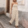 thumbnail image 6 of Gamivast Jumpsuits for Women Wide Leg Strapless Full Length High Waist Polka Dot Jumpsuit Relaxed Fit one Piece Vacation Beach Holiday Wear Beige S, 6 of 8