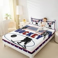 thumbnail image 4 of jejeloiu Ball Game Gaming Full Size Sheets,Ice Hockey Sport Bed Sheets,Red White Blue Sheet Sets For Men Women,Super Cozy Room Decor,4-Piece, 4 of 7