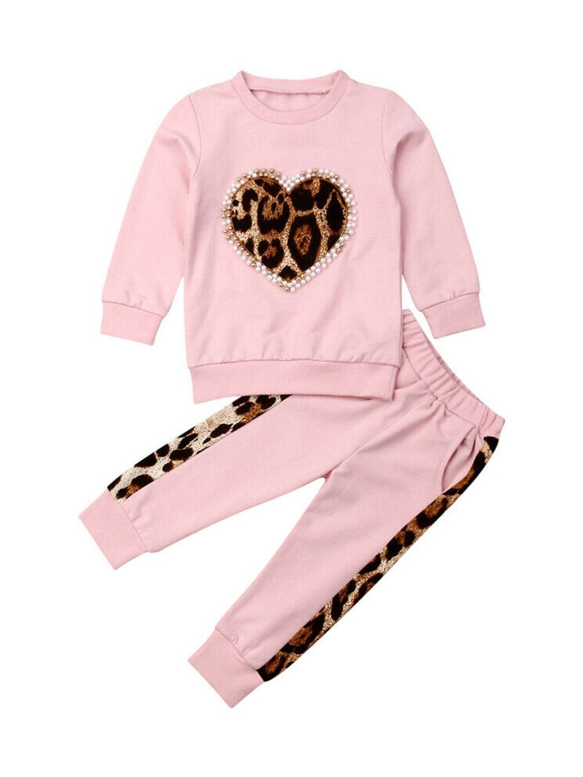 Toddler Kid Baby Girl Winter Clothes Leopard Tops Long Pants Outfit ...