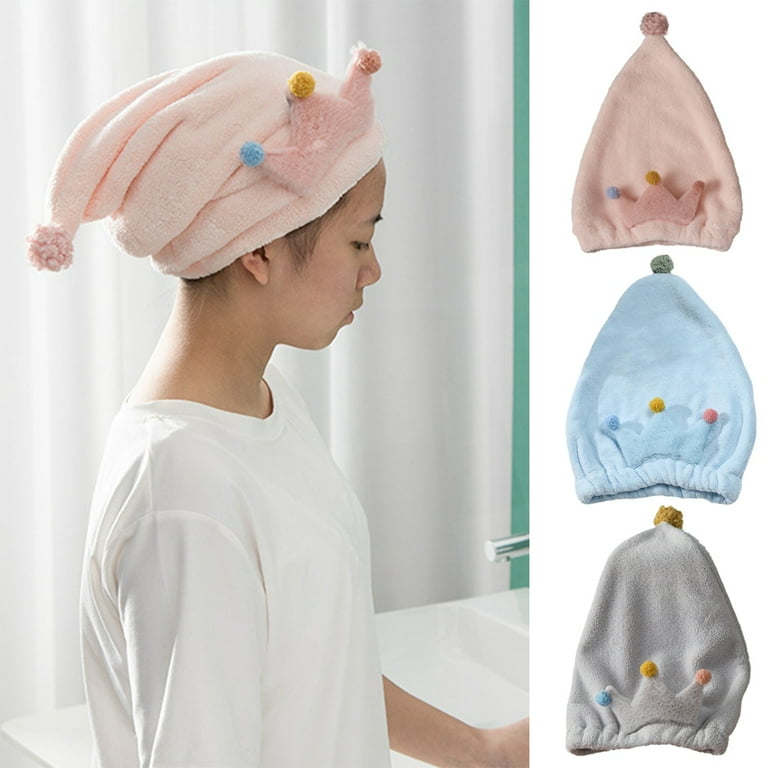 LINASHI Hair Drying Towel Cute Cartoon Ultra Absorbent Coral