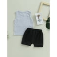thumbnail image 3 of Infant Baby Boy Summer Outfits Contrasting Color Sleeveless Tank Tops and Stretch Casual Shorts Set, 3 of 7