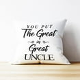 thumbnail image 3 of Great Uncle Gifts Pillow Covers 18x18, Best Great Uncle Gifts, Great Uncle Gifts from Niece, Christmas Birthday Gifts for Great Uncle, You Put The Great in Great Uncle Pillow Covers, 3 of 5