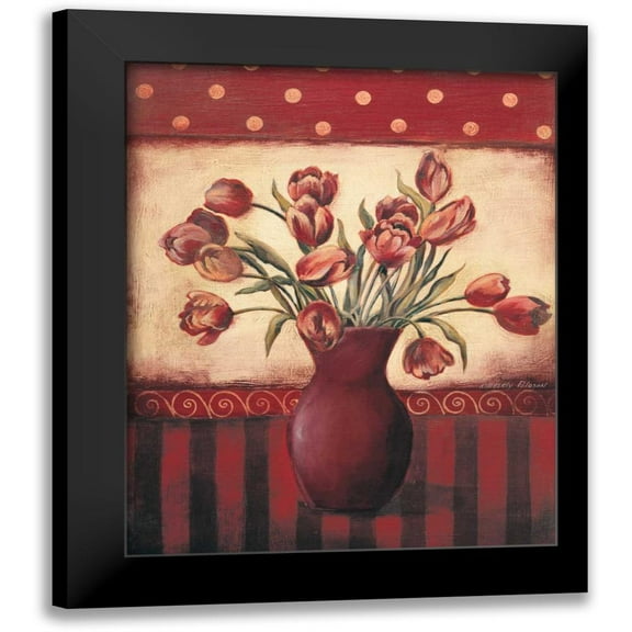 Poloson, Kimberly 12x14 Black Modern Framed Museum Art Print Titled - Red Tulips