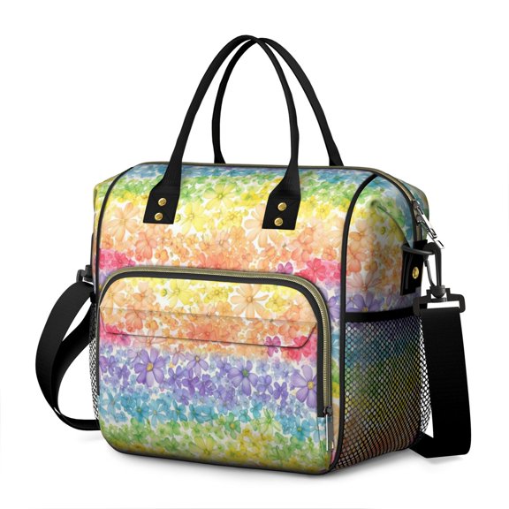 OBREWU Pioneer Flower Womens Lunch Box for Work,Insulated Large Pioneer Flower Lunch Bag for Women,Loncheras Para Mujer,Leakproof Adult Lunch Bag for Work,Beach,Travel,Picnic,Camping