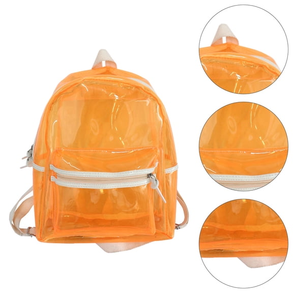 NUOLUX Durable Orange Jelly Transparent Backpack Lightweight Clear School Backpack