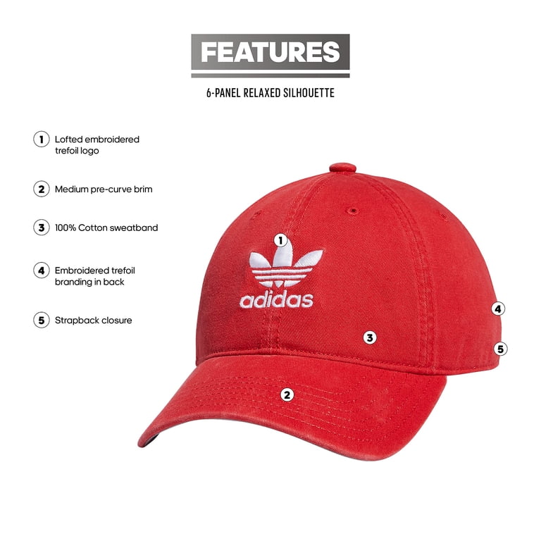 adidas Originals Men's Relaxed Fit Strapback Hat, Better Scarlet