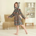 thumbnail image 2 of FORMRS Niños Bathrobe Unisex Hooded Robe Soft Plush Pajamas Sleepwear, Size 2-3T, Blue Geometric, 2 of 7