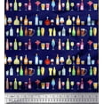 thumbnail image 1 of Soimoi Blue Viscose Chiffon Fabric Bottle & Wine Glass Bar Fabric Prints By Yard 42 Inch Wide, 1 of 3