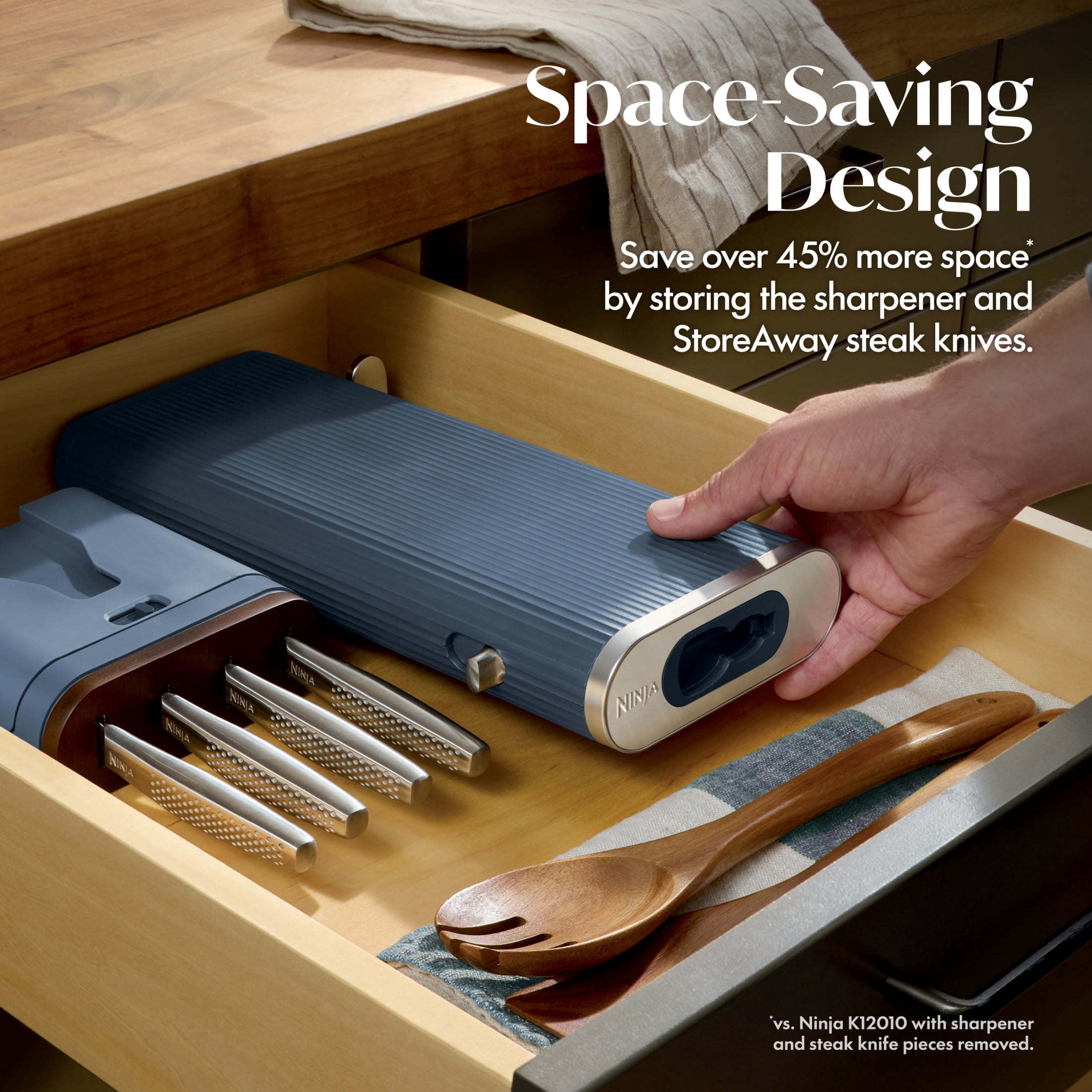 Ninja NeverDull Pro 11-Piece Knife System with Removable Sharpener, Laser-Cut Blades, WK62011GN6, Stone Mountain