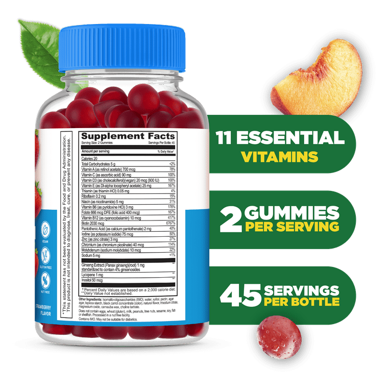 Lifeable Sugar Free Multivitamin Gummies, Vitamins A, B6