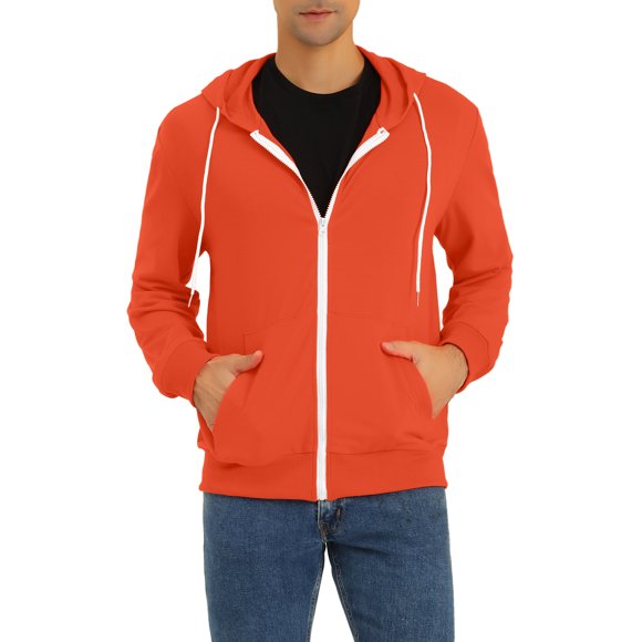 Sudaderas con capucha INSPIRE CHIC para hombres, mangas largas, sudaderas de punto sólidas, naranja 2XL