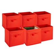 Foldable Storage Cube Bins - Red - Pack of 6