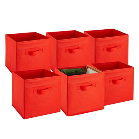 Foldable Storage Cube Bins - Red - Pack of 6