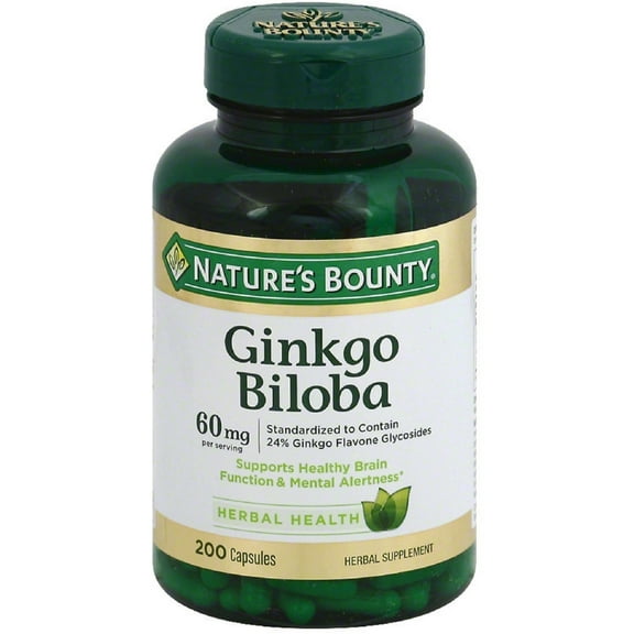 Nature's Bounty Ginkgo Biloba 60mg Capsules 200 ea (Pack of 6)