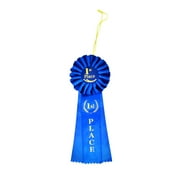 Deluxe Blue 1st First Place Award Ribbon Premium Rosette Trophy Winner Class Medal