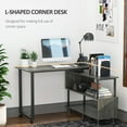 thumbnail image 3 of HomCom L-Shaped Rotating Computer Desk with Storage Shelves Rolling Writing Table Home Office Study Workstation for Home & Office, Grey, 3 of 9