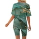 thumbnail image 4 of ICHUANYI Clearance Women Fashion V-Neck Blouse Short Sleeve Tops Shorts Casual Suit Sets(Green, L) ICHUANYI WER2023080813071, 4 of 7