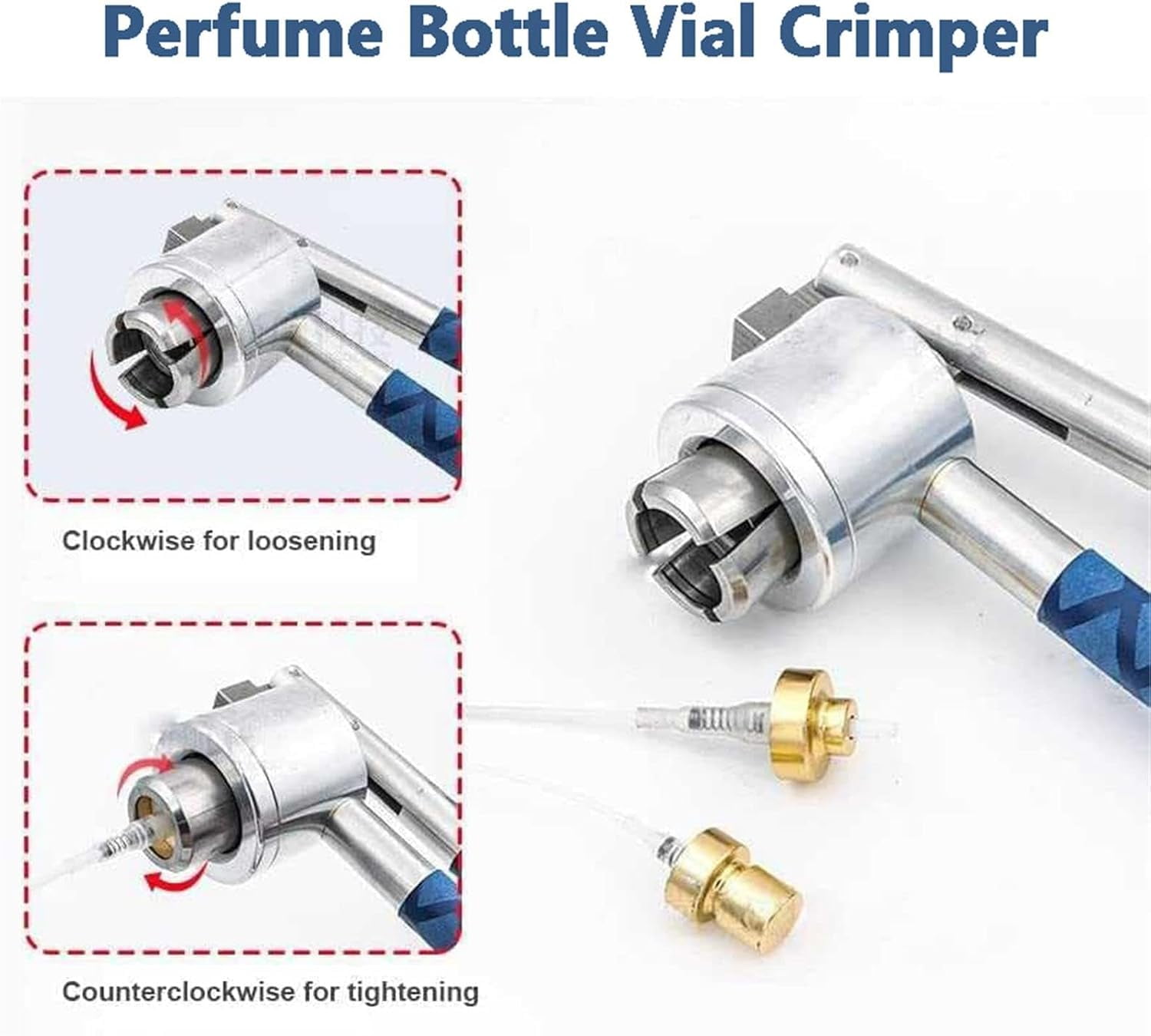 Manual Perfume Vial Sprayer Crimper, 13mm /15mm /18mm /20mm Handheld Bottle Sealing Machine Cap Capper Bottle Crimping Capping Tools,18mm
