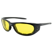 Global Vision Eyewear Tyler Series Motorcycle Riding Sunglasses Black Frame w/ Yellow Lenses
