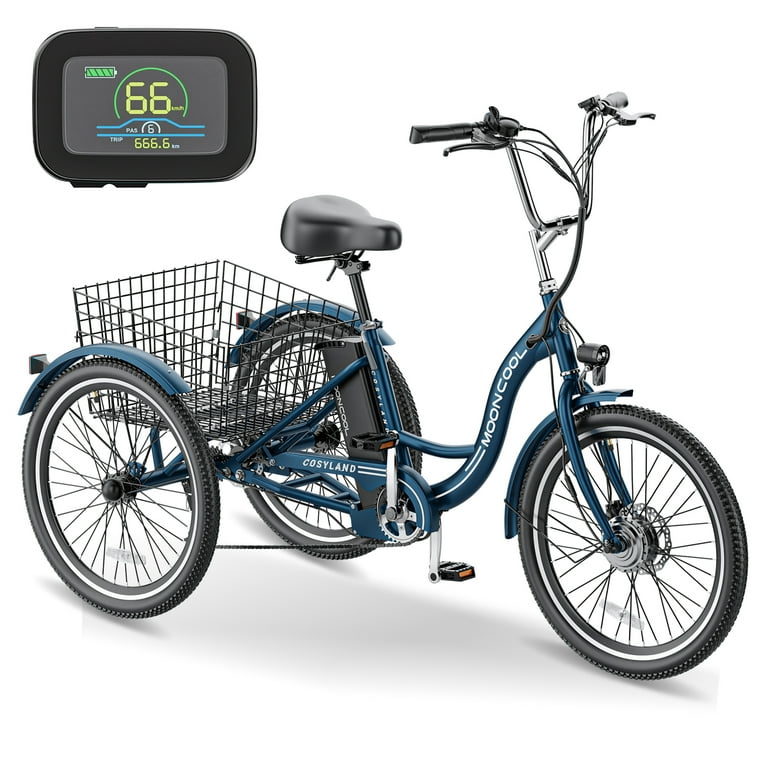 24 Inch Adult Electric Tricycles 3 Wheel Electric Bike 15.5 mph 350W Electric Trikes for Seniors 7 Speed 4 Adjustable Riding Modes Electric