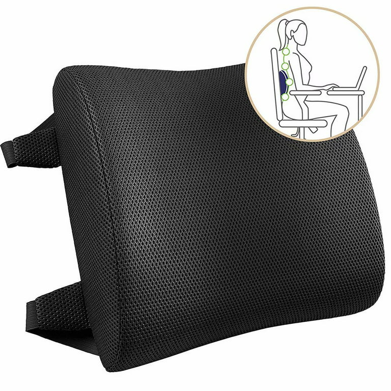 Memory Foam Lumbar Back Support Pillow Seat Cushion for Office Chair Car  Seat - Support for Sciatica, Coccyx, Back & Tailbone Pain Relief, Black 