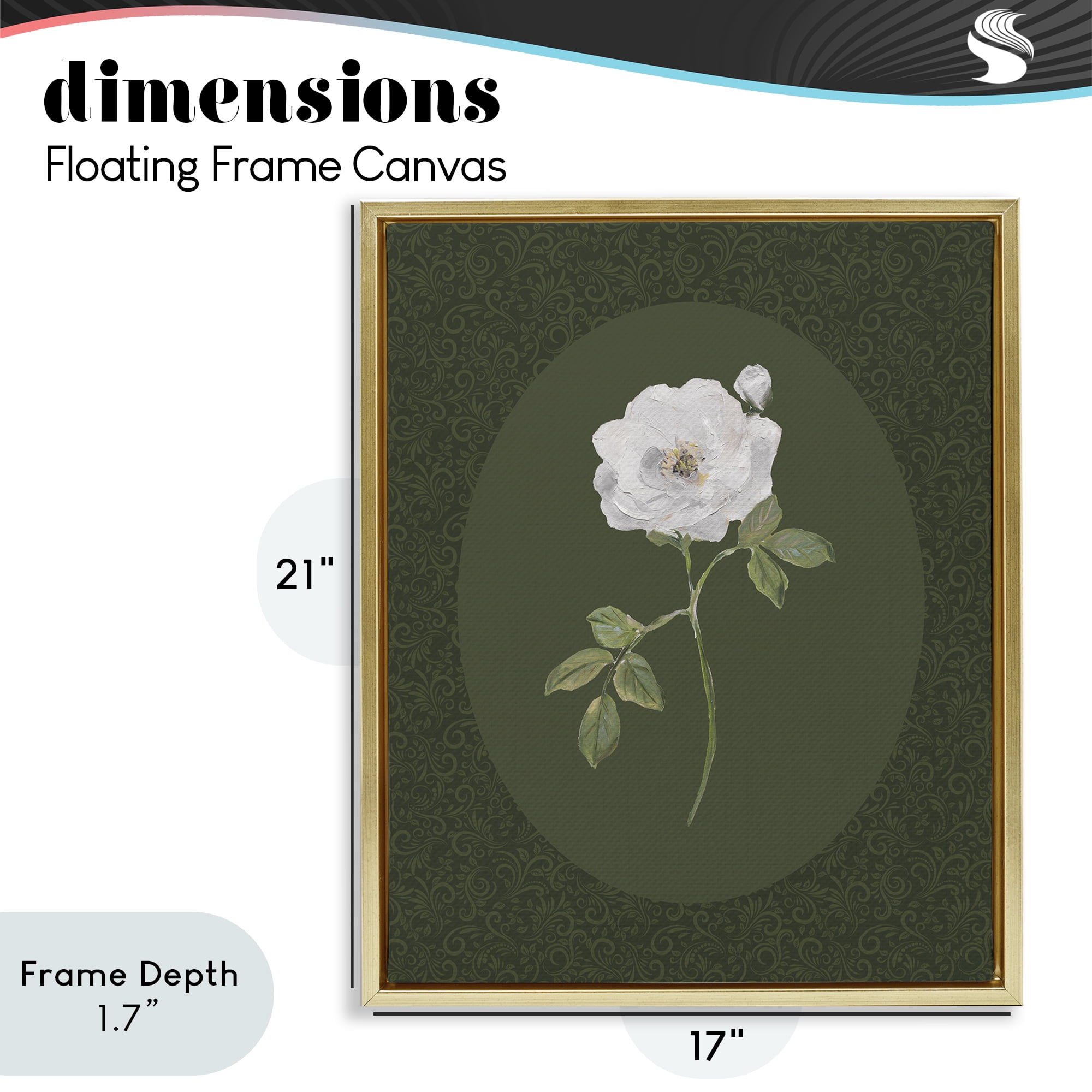 Stupell Industries Emerald & White Oval Rose Gold Framed Floater Canvas Wall Art, design by Sally Swatland