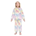 thumbnail image 2 of Fluffy Pajamas Set Fuzzy Winter Warm Pj Sets Pullover Tops and Long Pants Pastel Unicorns and Bows Medium, 2 of 8