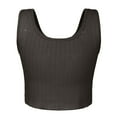 thumbnail image 4 of MRULIC tank tops women Women Tops Solid Sleeveless Pullover Vest Tank Crop Shirts Womens tank tops Brown + US：16-18, 4 of 9