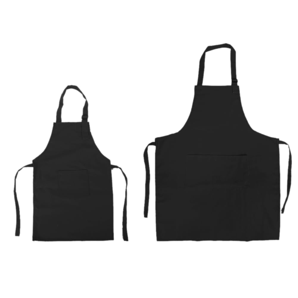 BUNDLE OF 6 BLACK TABARD APRON WITH POCKET CLEANING KITCHEN CATERING BAR SIZEXXL 