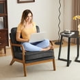 thumbnail image 3 of Ktaxon Set of 2 Accent Chair Corduroy Upholstered Armchair, Reading Club Chair with Pillow and Solid Wood Frame for Living Room Bedroom Furniture Dark Gray, 3 of 10