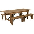 thumbnail image 2 of Flash Furniture HERCULES Series 8' x 40'' Antique Rustic Folding Farm Table and Four 40.25"L Bench Set, 2 of 10