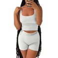 thumbnail image 4 of Women's New Short Vest Top Tight Shorts Sports Casual Suit Summer Two Piece Suit, 4 of 5