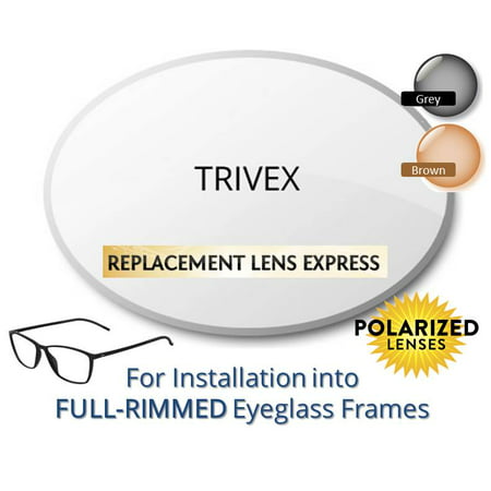 Single Vision Polarized Trivex Prescription Eyeglass Lenses, Left and Right (a Pair), for installation into your own Full-Rimmed Frames, Anti-Scratch Coating Included