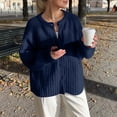 thumbnail image 2 of DHFJKG Women's Cable Knit Cardigan Sweater Crewneck Long Sleeve Button Up Cardigans Solid Color Loose Fit Layering Top Cozy Outerwear, 2 of 6