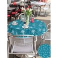 thumbnail image 6 of Outdoor Tablecloth with Umbrella Hole Zipper Turquoise Boho Floral Round Tablecloth 54" Waterproof Outside Table Cloth Abstract Art Flowers Botanical Patio Table Cover Tablecloths for Picnic Party, 6 of 8