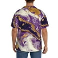 thumbnail image 3 of Rateoe Purple Gold Marble Swirls Print Mens Front Pocket Hawaiian Shirts Casual Shirts Short Sleeve Button Down Beach Tropical Shirts-Small, 3 of 5