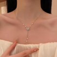 thumbnail image 1 of New  Niche Necklace Creative Personalized Light Luxury Advanced Split Love Micro Zircon Sweet  Necklace, 1 of 7